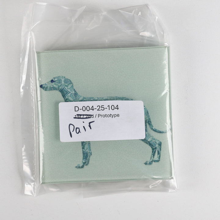 SALE - Pair of Greyhound / Whippet / Lurcher - blue/grey coasters (prototype)