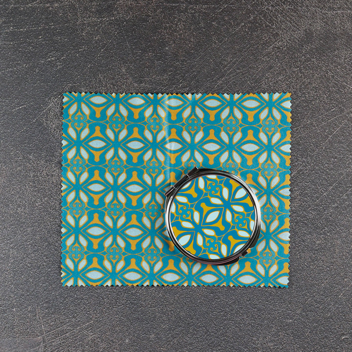 SALE - Teal &amp; Orange Greek Style - Square Compact Folding Mirror