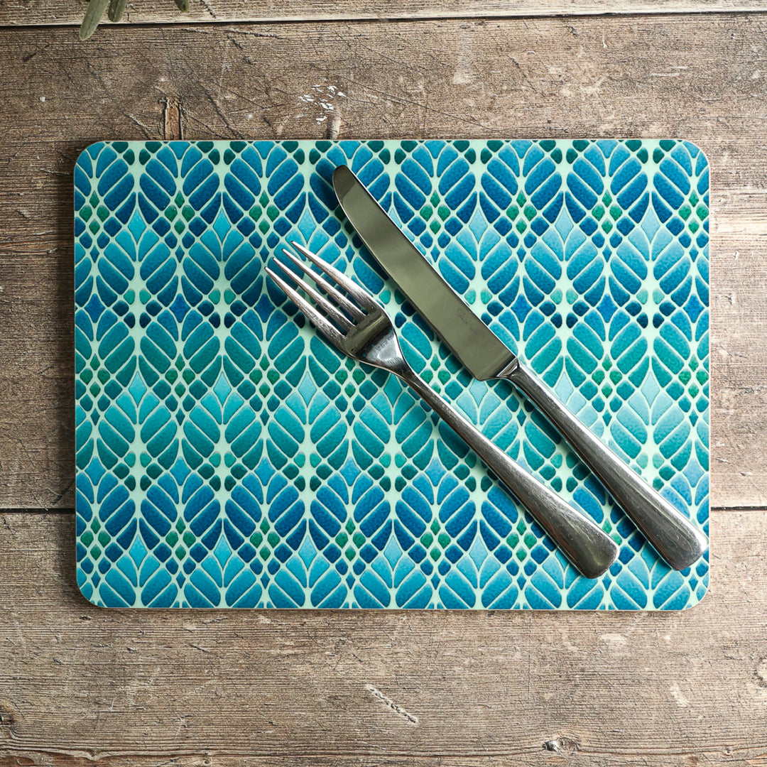 Interwoven Trees Placemat - Blue Green