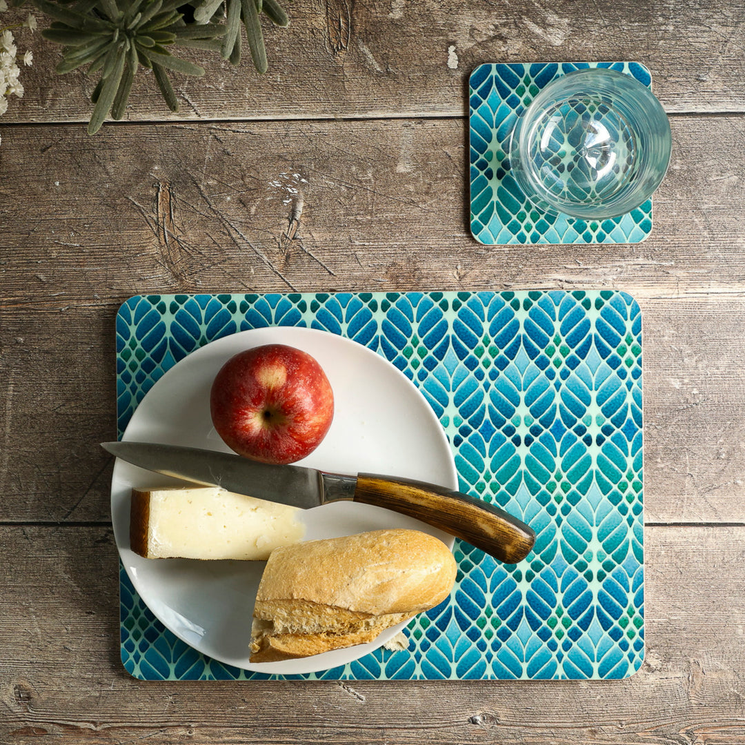 Interwoven Trees Placemat - Blue Green