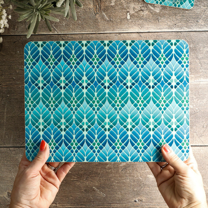 Interwoven Trees Placemat - Blue Green