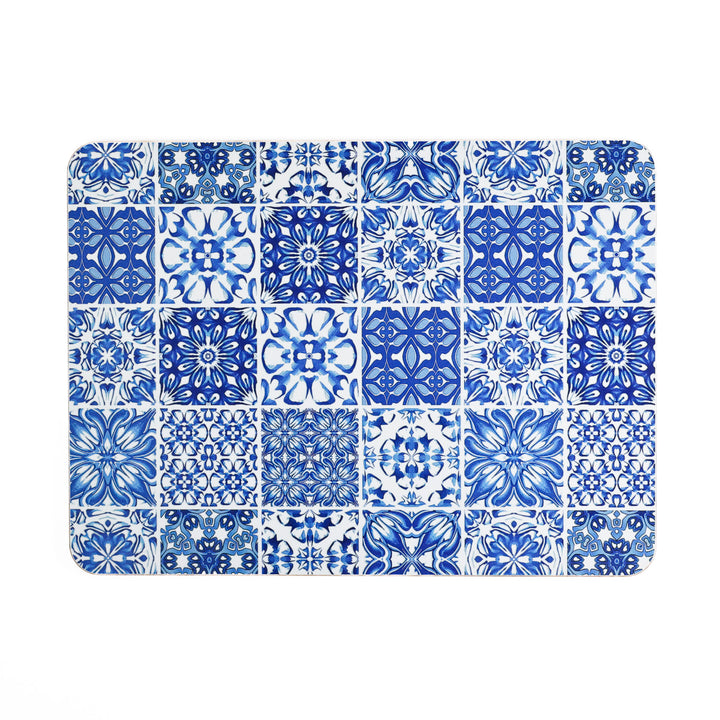 Mixed Tile Design Placemat - Blue &amp; White