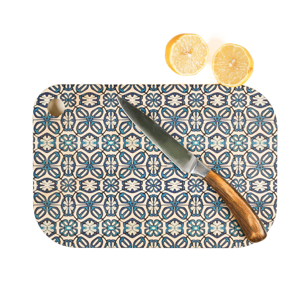 Blue Turkish Flower Wooden Chopping Board