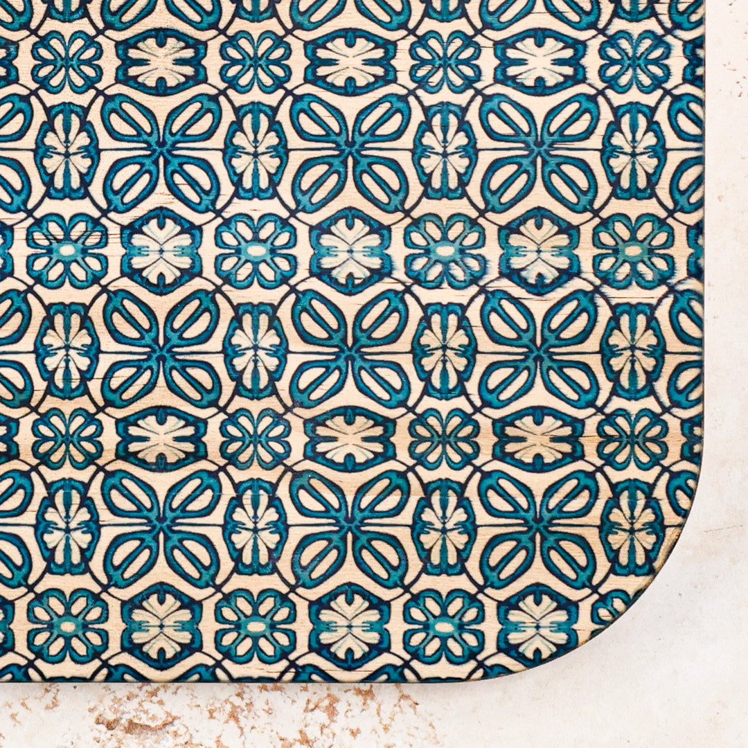 Blue Turkish Flower Wooden Chopping Board