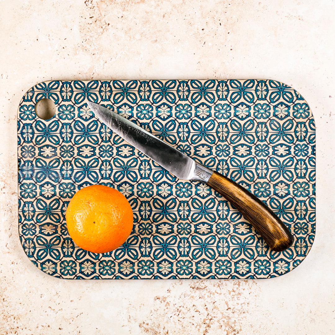 SALE SECOND - Turquoise Turkish Flower Wooden Chopping Board