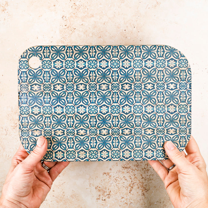 SALE SECOND - Turquoise Turkish Flower Wooden Chopping Board