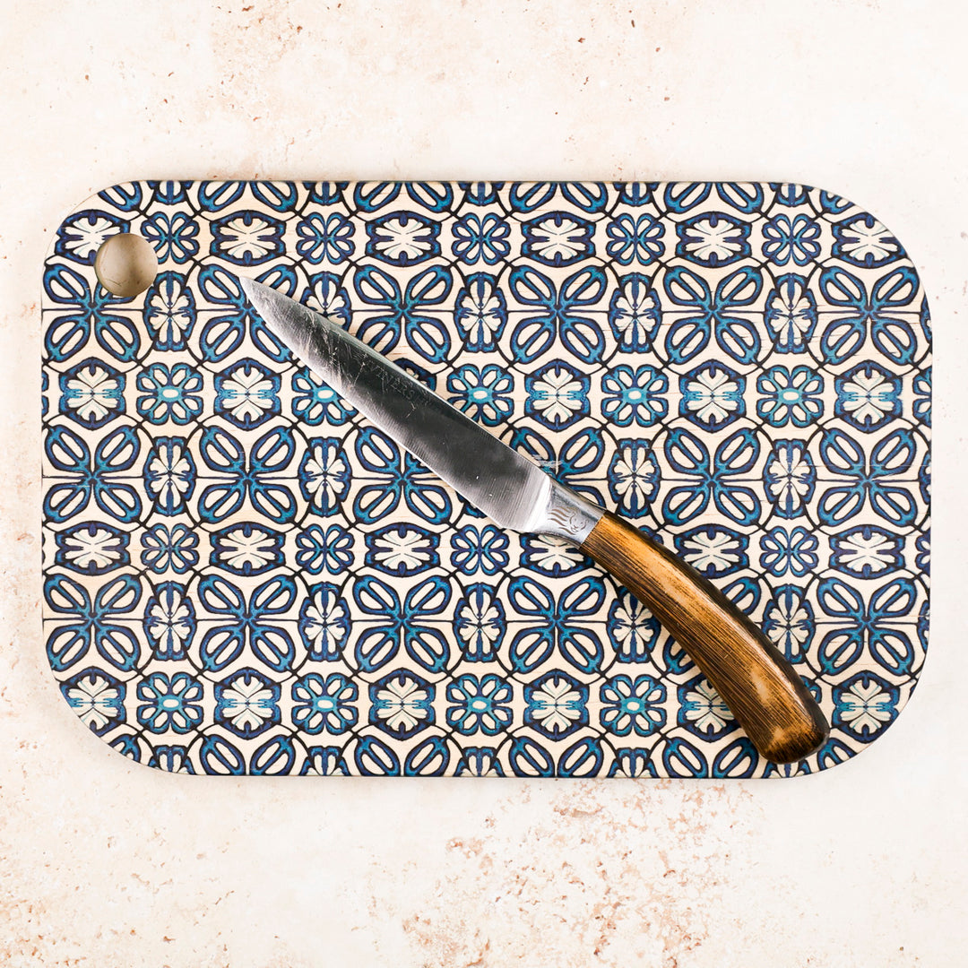 Blue Turkish Flower Wooden Chopping Board