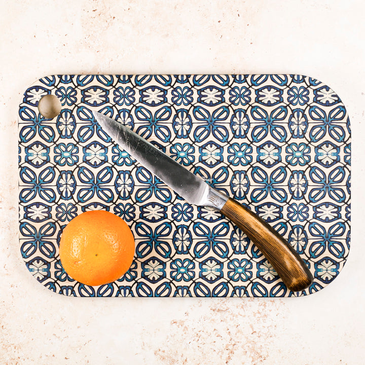 Blue Turkish Flower Wooden Chopping Board