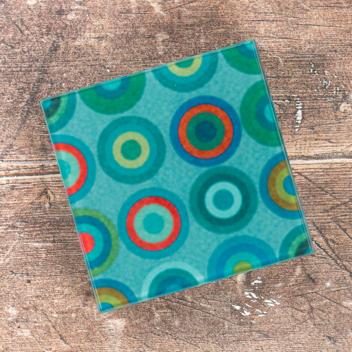 Colourful Circles on Blue - Coaster Set