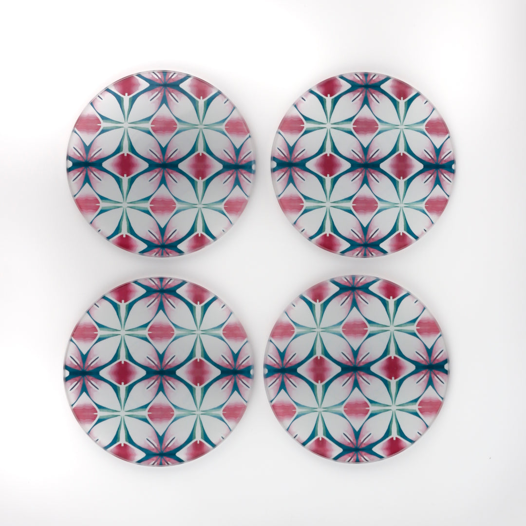 Pink &amp; Teal - Geometric Flower Worktop Protector