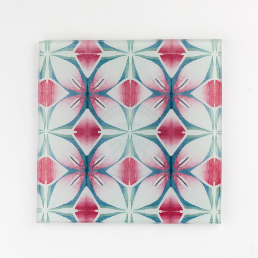 Pink &amp; Teal - Geometric Flower Worktop Protector