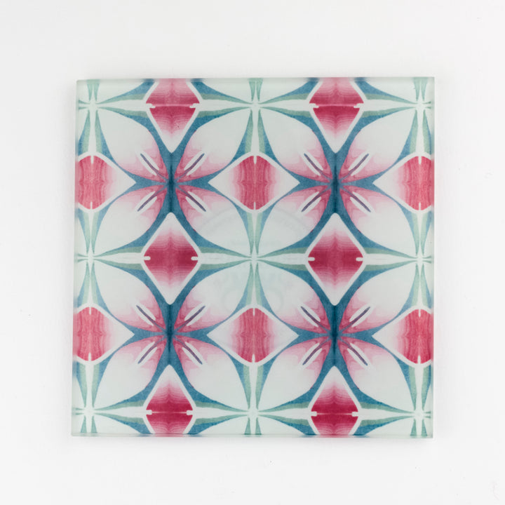 Pink &amp; Teal - Geometric Flower Worktop Protector