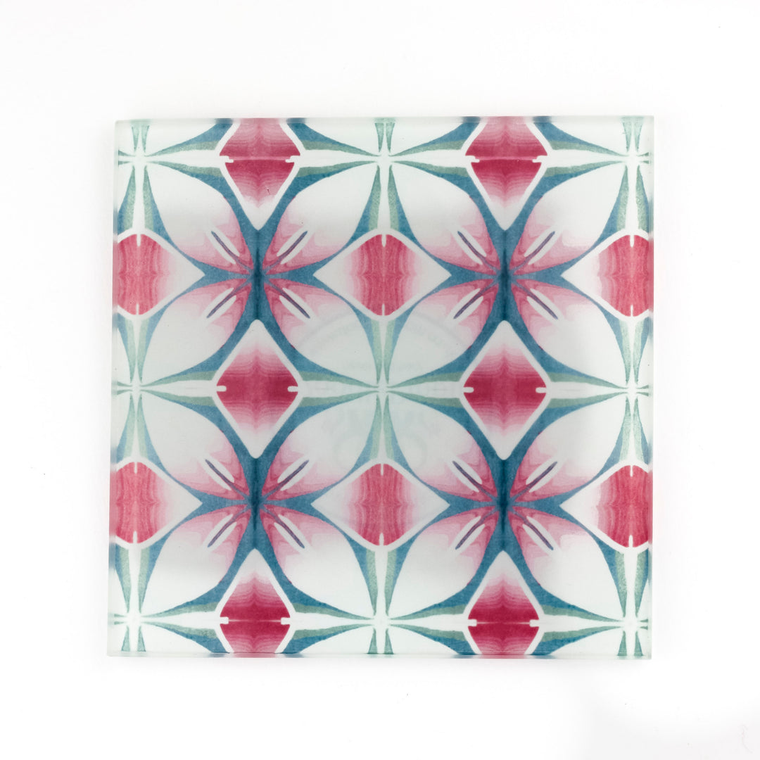 Pink &amp; Teal - Geometric Flower Worktop Protector