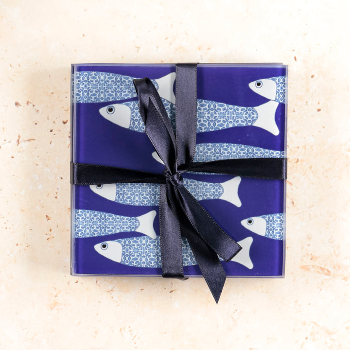 SALE Seconds : Ocean Shaoal Coaster Set - Navy Blue