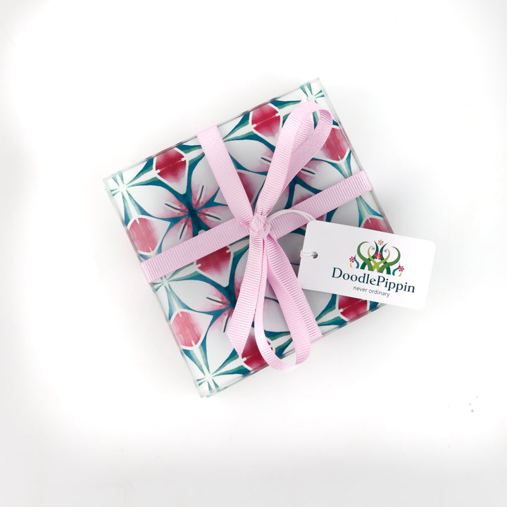 Pink &amp; Teal - Geometric Flower Worktop Protector
