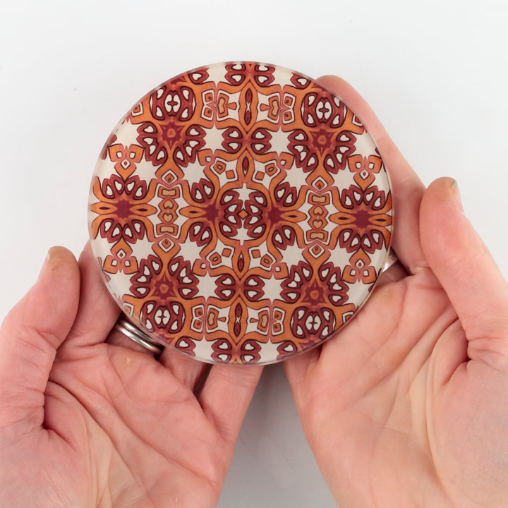 Ochre and Cream Cogs Design Coaster Set