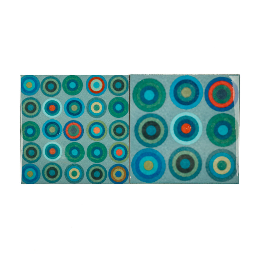 SALE SECONDS - Pair of 20cm Abstract Circles - Mixed design tiles