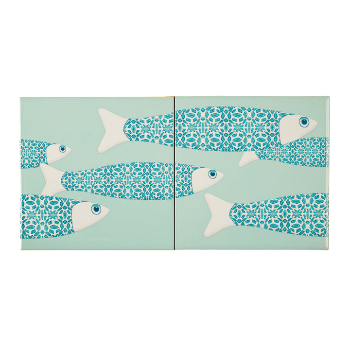 SALE SECONDS - SET of 2 x 15.2cm Large Scale Ocean Shoal on Mint Green