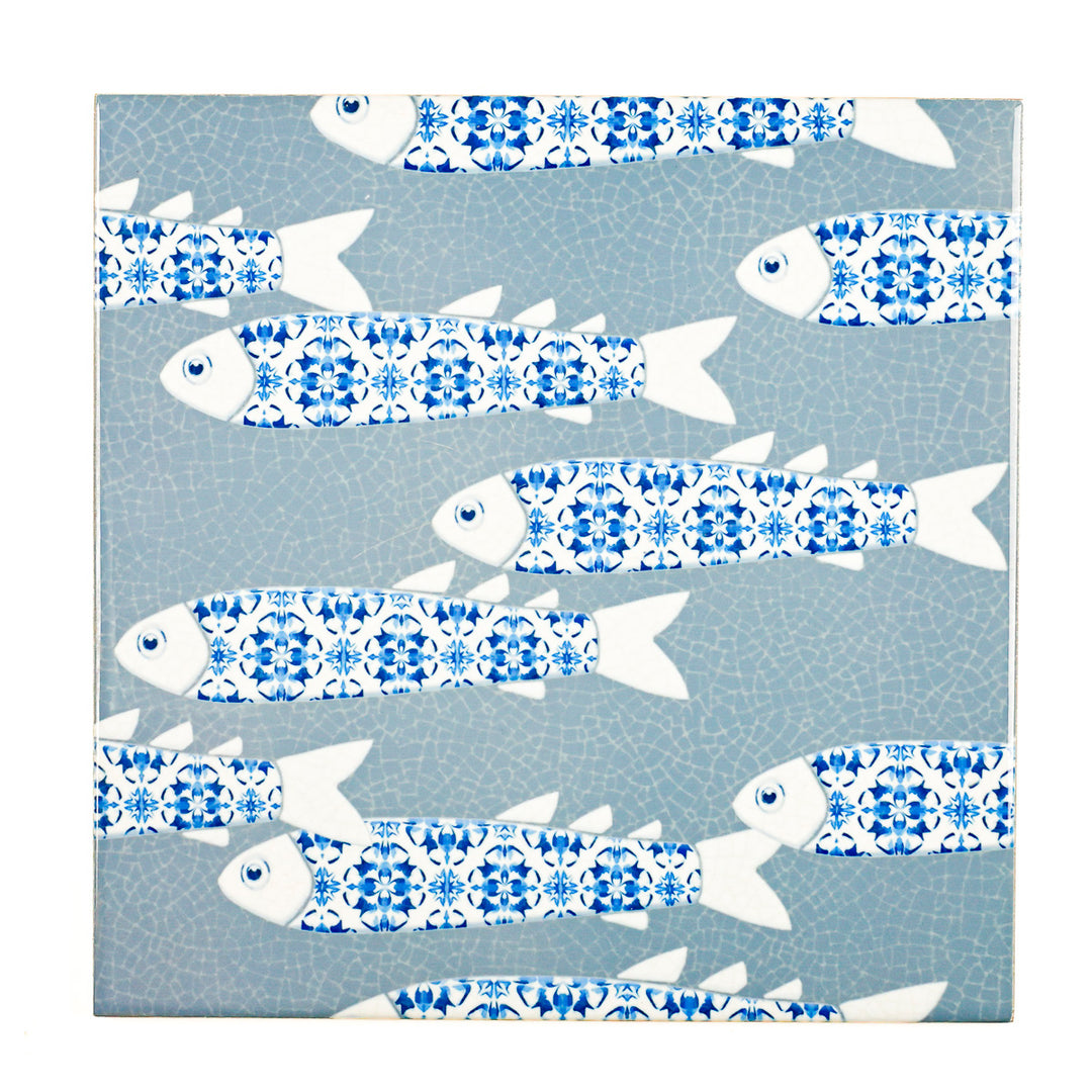 SALE SECOND SET - 6 x 20cm - Mixed Fish Design Tiles