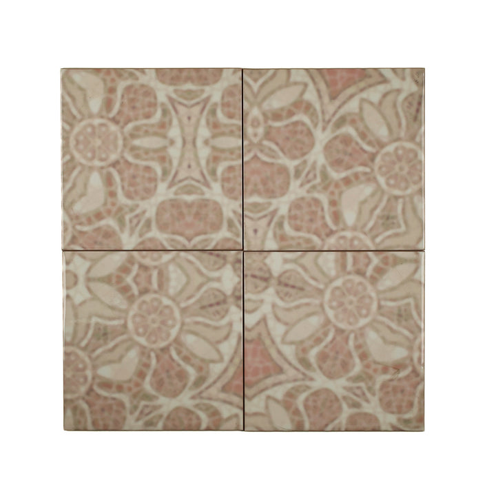 SALE SECONDS - Set of 4 x 15.2 cm Hazy Pink Pomegranate Tiles