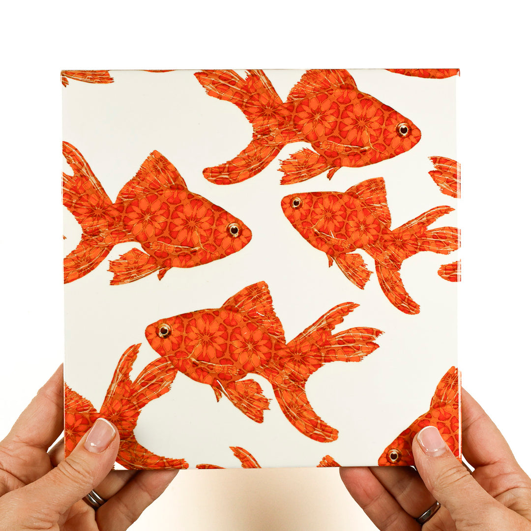 SALE SET - 4 x 20cm Goldfish Tile - Large Scale - White Background