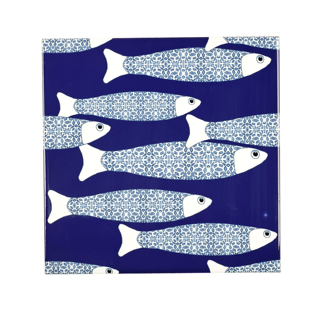 SALE SECONDS - SET of 3 x 20cm Navy blue Ocean Shoal tiles