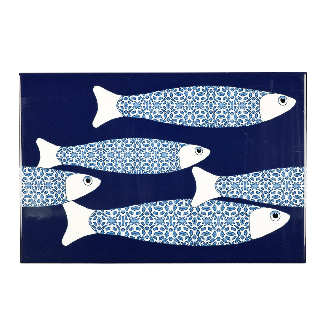 SALE SECONDS - 3x Navy Blue Ocean Shoal - Border version - Large Rectangular Tiles - 30x20cm
