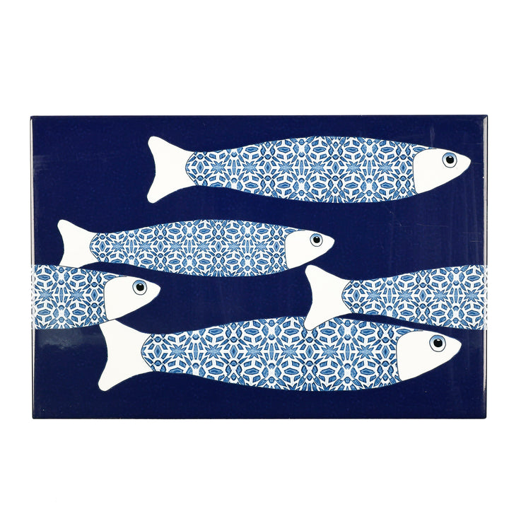 SALE SECONDS - 3x Navy Blue Ocean Shoal - Border version - Large Rectangular Tiles - 30x20cm