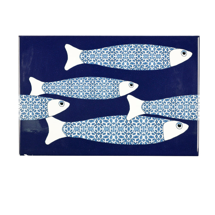 SALE SECONDS - 3x Navy Blue Ocean Shoal - Border version - Large Rectangular Tiles - 30x20cm