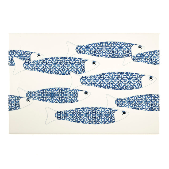 SALE SET - 2 x Blue Ocean Shoal on white - Rectangular Tiles - 30x20cm (12x8 inches)
