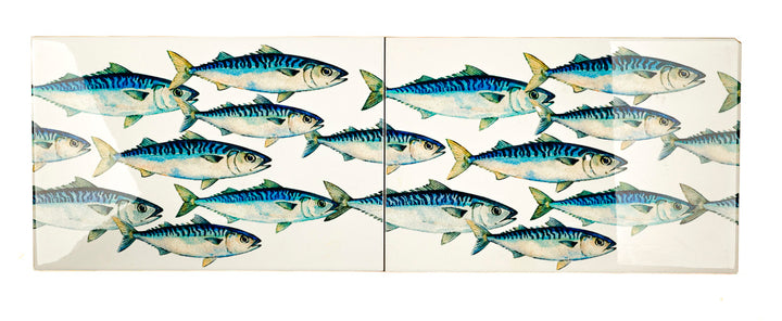 SALE SECONDS - 3x Mackerel Shoal - Large Rectangular Tiles - 30x20cm