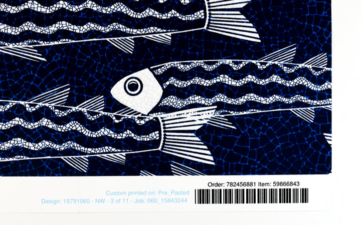 Sale - Zebra Danio Fish  - Pre-pasted Wallpaper Sample