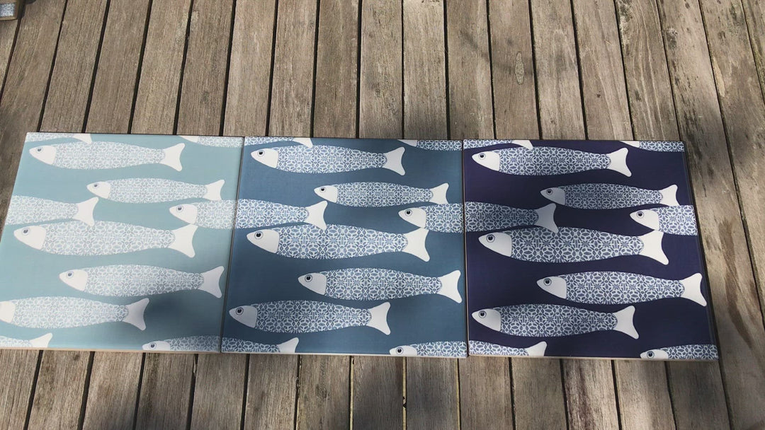 Ocean Shoal tile - Navy -  FIRED INK Version