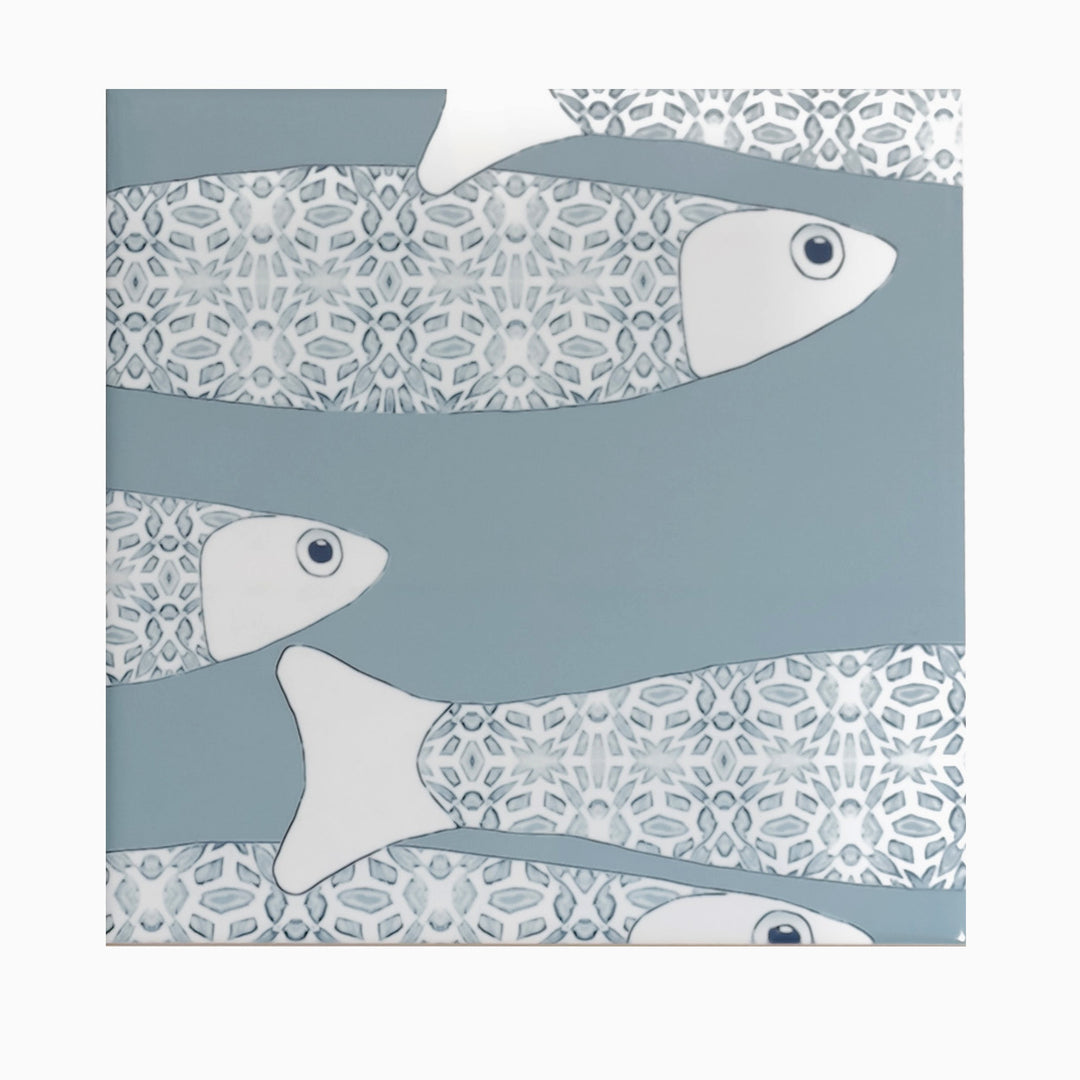 SALE SET of 4x Ocean Shoal tiles - Grey Blue - Large Scale (15.2cm)
