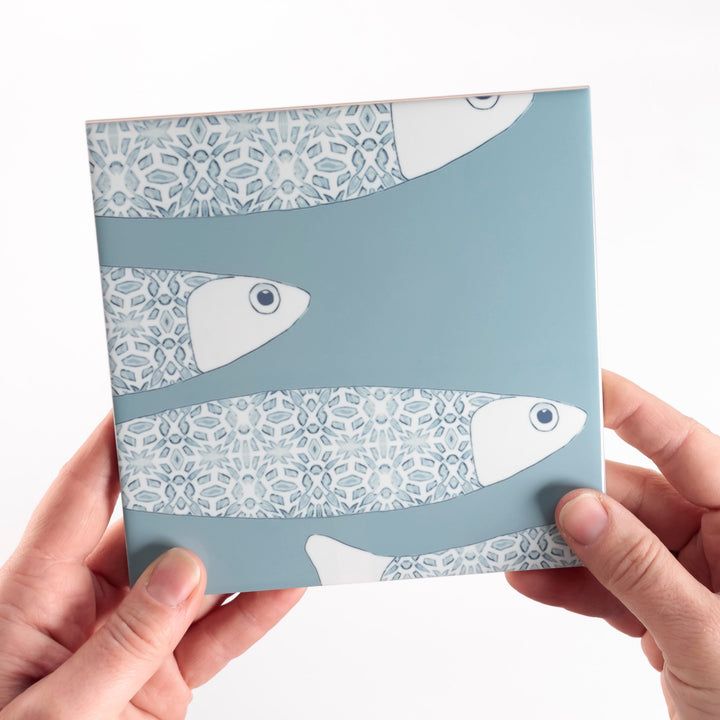 SALE SET of 4x Ocean Shoal tiles - Grey Blue - Large Scale (15.2cm)