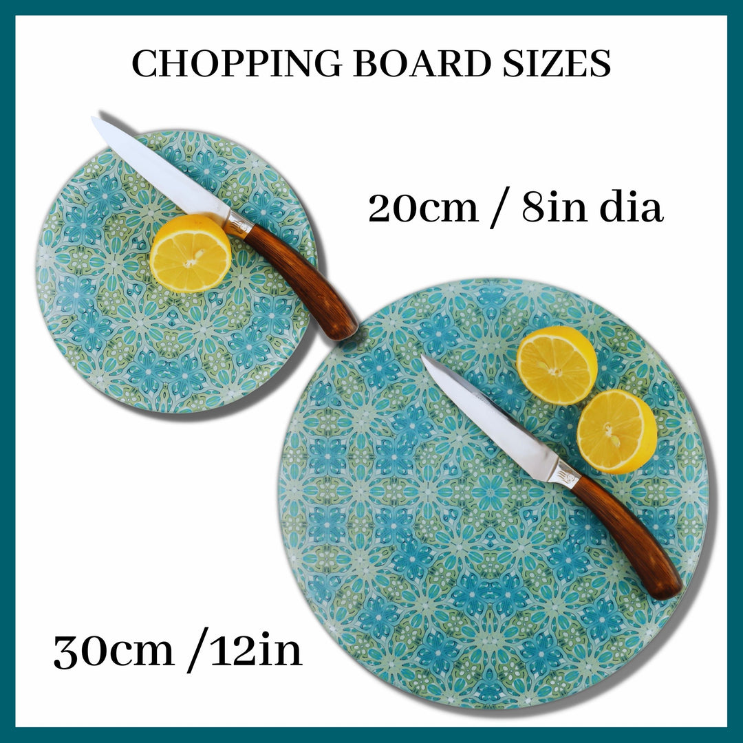 Blue Turkish Flower Chopping Board (circular)