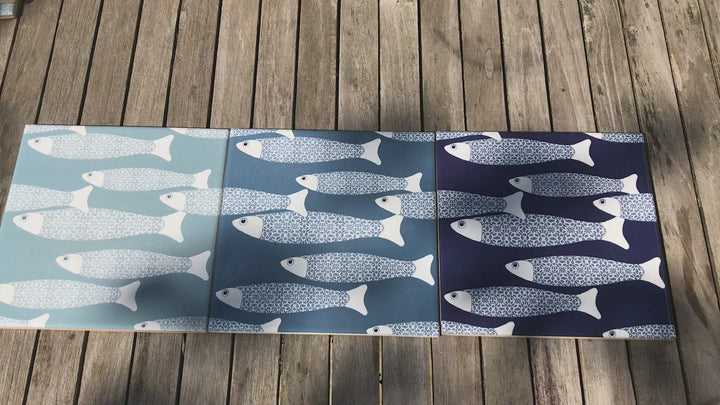 Ocean Shoal tile - Grey-blue -  FIRED INK Version