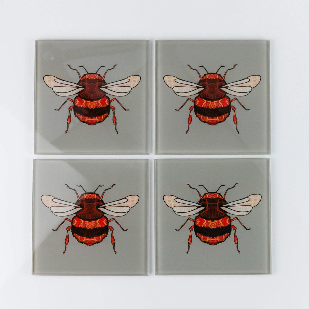 Red Gold Bumble Bees Worktop Protector