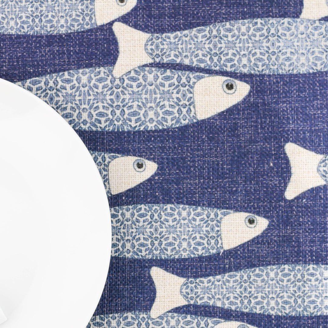 Medium Ocean School Fabric Placemat, denim blue - DoodlePippin